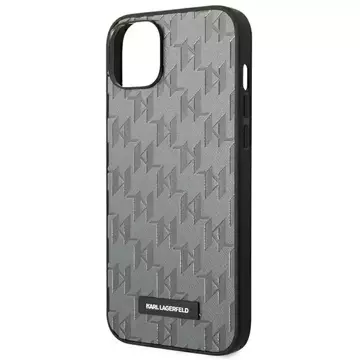 Ochranné pouzdro na telefon Karl Lagerfeld KLHCP14SSAKLHPG pro Apple iPhone 14 6,1" pevné pouzdro šedé/šedé Saffiano Mono Metal Logo