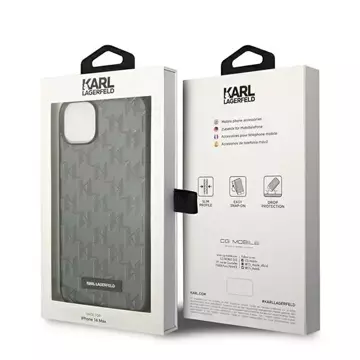 Ochranné pouzdro na telefon Karl Lagerfeld KLHCP14SSAKLHPG pro Apple iPhone 14 6,1" pevné pouzdro šedé/šedé Saffiano Mono Metal Logo