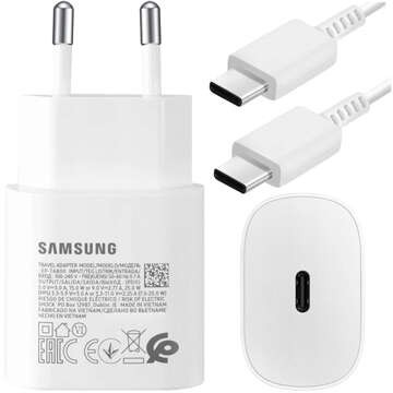 Originální nabíječka Samsung USB-C 25W kabel typu C 180cm Premium Super Fast Charge Set White