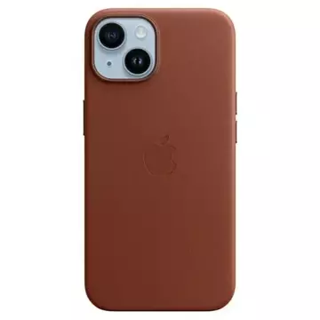 Originální ochranné pouzdro Apple Phone Case MPP73ZM/A pro Apple iPhone 14 6,1" umbra/umber Leather Case MagSafe