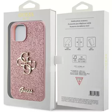 Originální pouzdro GUESS Hardcase GUHCP15SHG4SGP pro iPhone 15 (Fixed Glitter Big 4G / růžové)