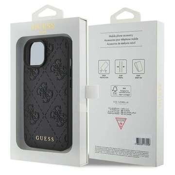 Originální pouzdro GUESS Hardcase GUHCP15SP4EPMK pro iPhone 15 (prošívané 4G klasické / černé)