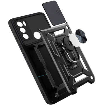 Pancéřové pouzdro s krytem fotoaparátu Alogy Camshield Stand Ring pro Motorola Moto G60 Black