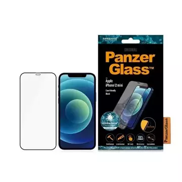 PanzerGlass E2E Super sklo pro iPhone 12 Mini Case Friendly Antibakteriální MicroFracture černá/černá