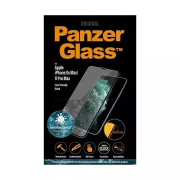 PanzerGlass E2E Super sklo pro iPhone XS Max / 11 Pro Max Case Friendly Antibakteriální černá/černá