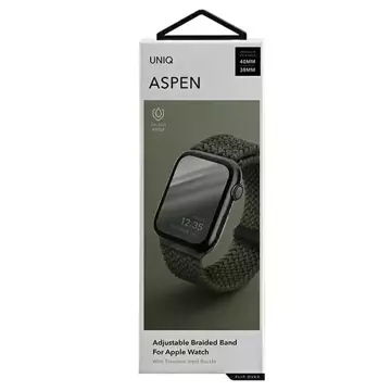 Pasek UNIQ Aspen do Apple Watch 40/38/41mm Series 4/5/6/7/8/SE/SE2 Splétaný zelon/cypřiš zelený