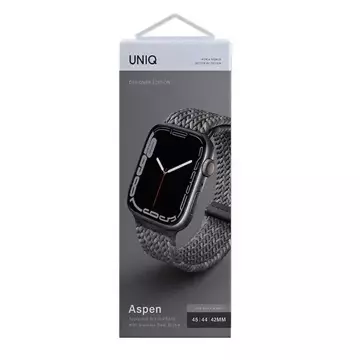 Pasek UNIQ Aspen do Apple Watch 44/42/45mm Series 4/5/6/7/8/SE/SE2 Splétané DE szary/oblázková šedá