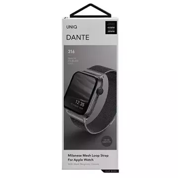 Pasek UNIQ Dante Apple Watch Series 4/5/6/7/8/SE/SE2 38/40/41 mm Nerezová ocel grafitowy/grafit