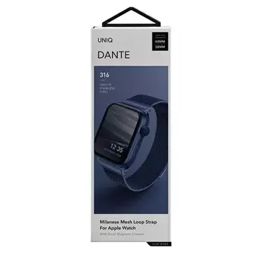 Pasek UNIQ Dante Apple Watch Series 4/5/6/7/8/SE/SE2 38/40/41 mm nerezová ocel niebieski/mořská modrá