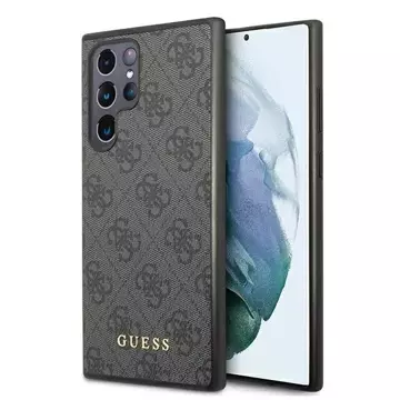 Pevné pouzdro Etui Guess GUHCS22LG4GFGR pro Galaxy S22 Ultra S908 4G kovové zlaté logo