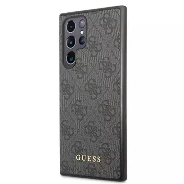 Pevné pouzdro Etui Guess GUHCS22LG4GFGR pro Galaxy S22 Ultra S908 4G kovové zlaté logo