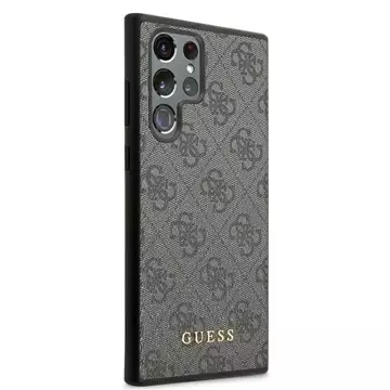 Pevné pouzdro Etui Guess GUHCS22LG4GFGR pro Galaxy S22 Ultra S908 4G kovové zlaté logo