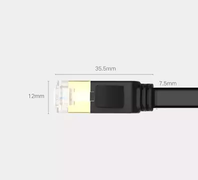 Plochý kabel UGREEN Ethernet patch kabel RJ45 Cat 7 STP LAN 10 Gbps 10 m černý (NW106 11265)