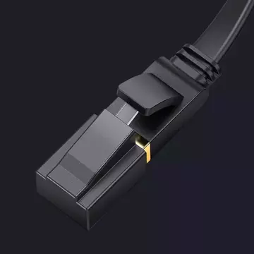 Plochý kabel UGREEN Ethernet patch kabel RJ45 Cat 7 STP LAN 10 Gbps 10 m černý (NW106 11265)