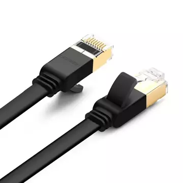 Plochý kabel UGREEN Ethernet patch kabel RJ45 Cat 7 STP LAN 10 Gbps 10 m černý (NW106 11265)