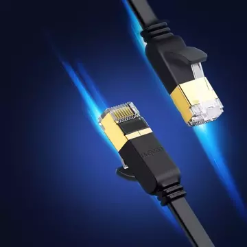 Plochý kabel UGREEN Ethernet patch kabel RJ45 Cat 7 STP LAN 10 Gbps 10 m černý (NW106 11265)