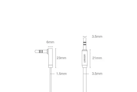 Plochý kabel UGREEN audio kabel AUX 3,5 mm mini jack 5m stříbrný (10729)