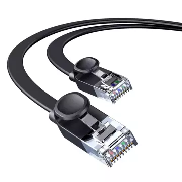 Plochý síťový kabel Baseus Speed ​​Six RJ45 1000Mbps 10m černý (WKJS000201)