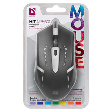 Počítačová herní myš DEFENDER HIT MB-601 OPTIC LED podsvícená 7 barev