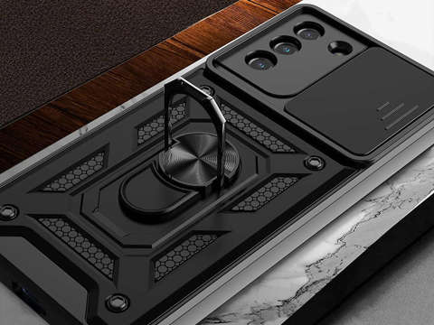 Pouzdro Alogy Camshield Stand Ring Case s krytem fotoaparátu pro Samsung Galaxy S21 Glass