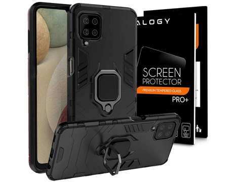 Pouzdro Alogy Stand Ring Armor pro Samsung Galaxy A12 / A12 5G černé sklo