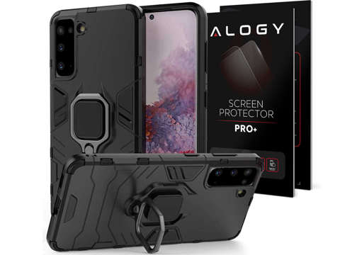 Pouzdro Alogy Stand Ring Armor pro Samsung Galaxy S21 černé sklo