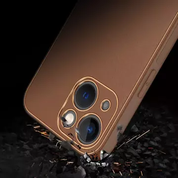 Pouzdro Dux Ducis Yolo iPhone 14 Plus elegantní kryt z ekologické kůže hnědé barvy