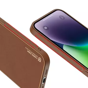 Pouzdro Dux Ducis Yolo iPhone 14 Plus elegantní kryt z ekologické kůže hnědé barvy