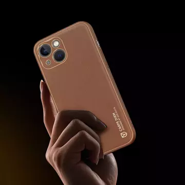 Pouzdro Dux Ducis Yolo iPhone 14 Plus elegantní kryt z ekologické kůže hnědé barvy