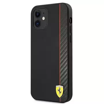 Pouzdro Ferrari iPhone 12 mini 5,4" černo/černé pevné pouzdro On Track Carbon Stripe