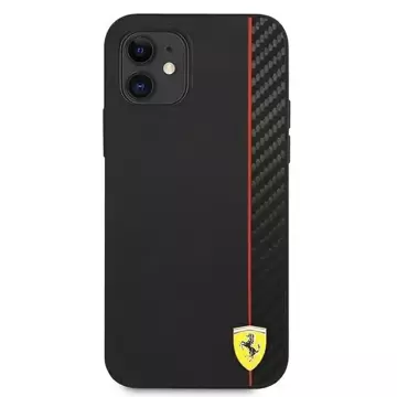 Pouzdro Ferrari iPhone 12 mini 5,4" černo/černé pevné pouzdro On Track Carbon Stripe