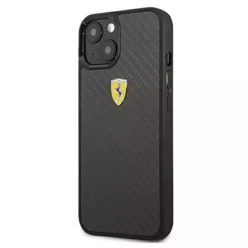 Pouzdro Ferrari iPhone 13 mini 5,4" černo/černé pevné pouzdro On Track Real Carbon