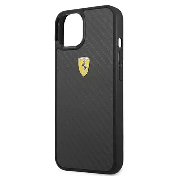 Pouzdro Ferrari iPhone 13 mini 5,4" černo/černé pevné pouzdro On Track Real Carbon