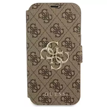 Pouzdro Guess GUBKP13L4GMGBR pro Apple iPhone 13 Pro / 13 6.1" hnědá/hnědá kniha 4G Big Metal Logo