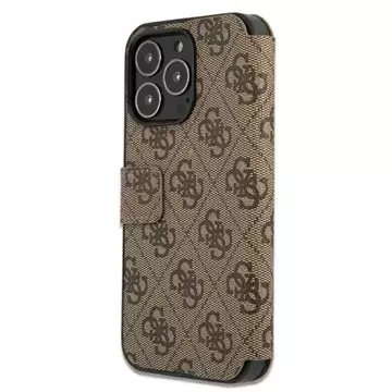 Pouzdro Guess GUBKP13L4GMGBR pro Apple iPhone 13 Pro / 13 6.1" hnědá/hnědá kniha 4G Big Metal Logo