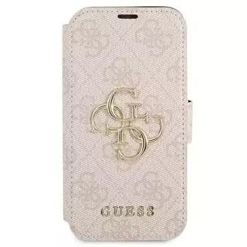 Pouzdro Guess GUBKP13L4GMGPI pro Apple iPhone 13 Pro / 13 6,1" růžová/růžová kniha 4G Big Metal Logo