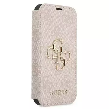 Pouzdro Guess GUBKP13L4GMGPI pro Apple iPhone 13 Pro / 13 6,1" růžová/růžová kniha 4G Big Metal Logo