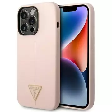 Pouzdro Guess GUHCP14LSLTGP pro Apple iPhone 14 Pro 6,1" růžovo-růžový pevný obal silikonový trojúhelník