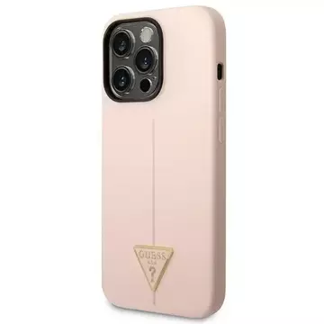 Pouzdro Guess GUHCP14LSLTGP pro Apple iPhone 14 Pro 6,1" růžovo-růžový pevný obal silikonový trojúhelník