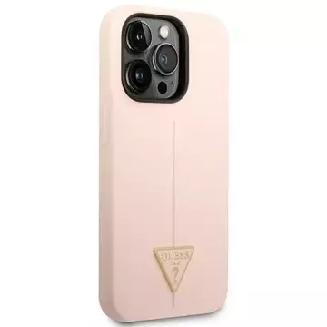 Pouzdro Guess GUHCP14LSLTGP pro Apple iPhone 14 Pro 6,1" růžovo-růžový pevný obal silikonový trojúhelník