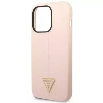 Pouzdro Guess GUHCP14LSLTGP pro Apple iPhone 14 Pro 6,1" růžovo-růžový pevný obal silikonový trojúhelník