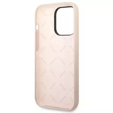 Pouzdro Guess GUHCP14LSLTGP pro Apple iPhone 14 Pro 6,1" růžovo-růžový pevný obal silikonový trojúhelník