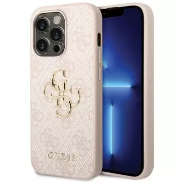 Pouzdro Guess GUHCP15L4GMGPI pro iPhone 15 Pro 6,1" růžový/růžový pevný obal 4G Big Metal Logo