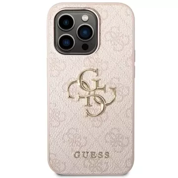 Pouzdro Guess GUHCP15L4GMGPI pro iPhone 15 Pro 6,1" růžový/růžový pevný obal 4G Big Metal Logo