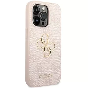 Pouzdro Guess GUHCP15L4GMGPI pro iPhone 15 Pro 6,1" růžový/růžový pevný obal 4G Big Metal Logo