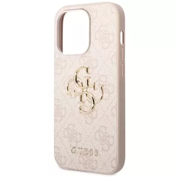 Pouzdro Guess GUHCP15L4GMGPI pro iPhone 15 Pro 6,1" růžový/růžový pevný obal 4G Big Metal Logo