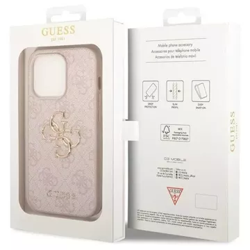 Pouzdro Guess GUHCP15L4GMGPI pro iPhone 15 Pro 6,1" růžový/růžový pevný obal 4G Big Metal Logo