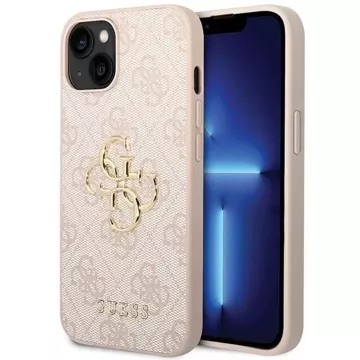 Pouzdro Guess GUHCP15S4GMGPI pro iPhone 15 6,1" růžový/růžový pevný obal 4G Big Metal Logo