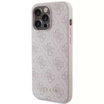 Pouzdro Guess GUHCP15XG4GFPI pro iPhone 15 Pro Max 6,7" růžové/růžové pevné pouzdro 4G Metal Gold Logo