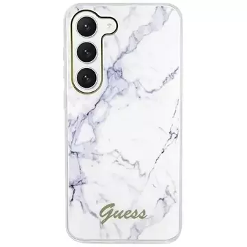 Pouzdro Guess GUHCS23SPCUMAH pro Samsung Galaxy S23 S911 bílé/bílé pevné pouzdro Marble